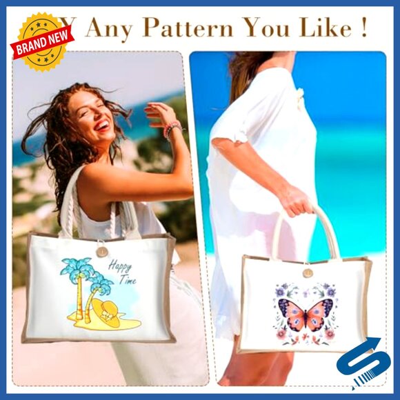 DIY Sublimation Tote and Makeup Bags Set Reusable Canvas Polyester Gift Bags - Picture 6 of 7